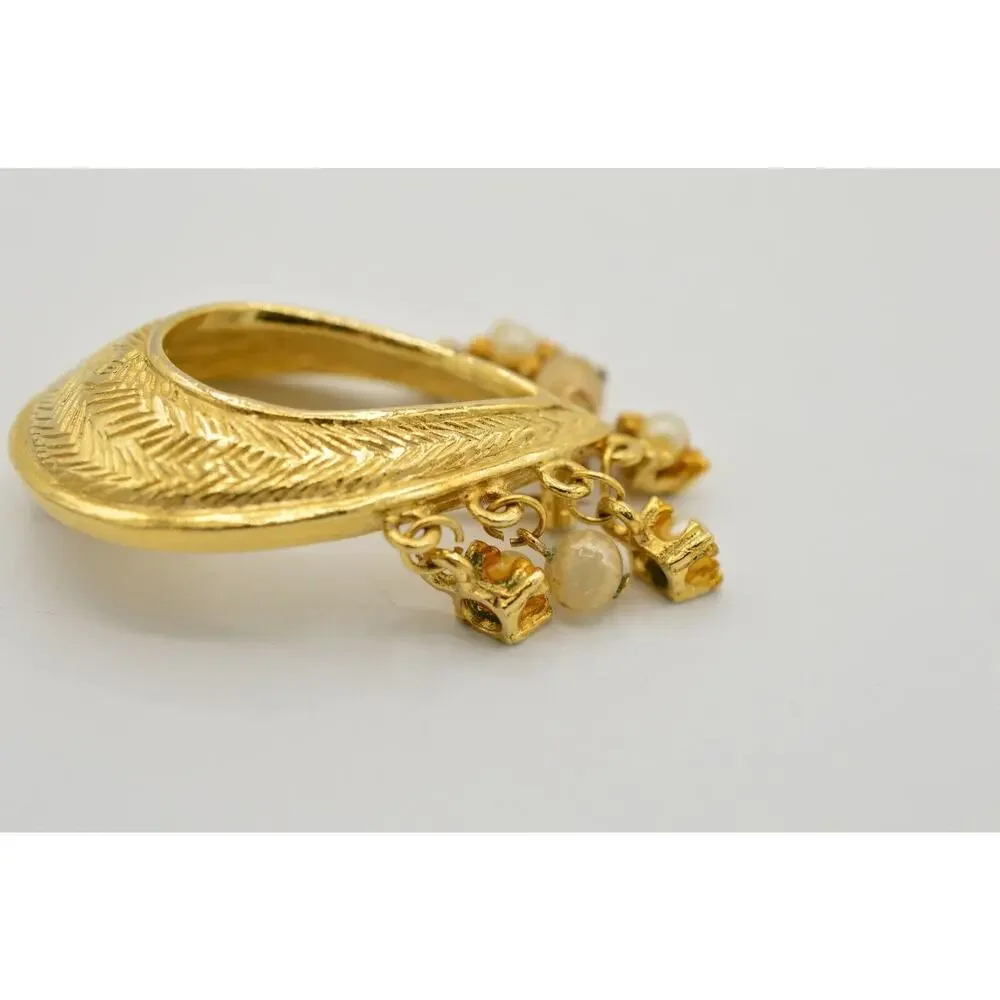 HAR Vintage Pin Brooch Pearl Dangle Gold Teardrop Mid Century 50s Signed FLAW 9B
